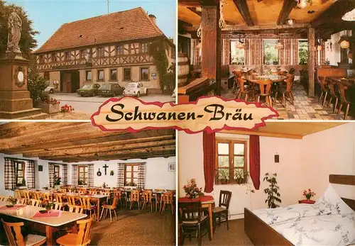 AK / Ansichtskarte  Ebing_Oberfranken Schwanen Braeu Gastraeume Zimmer