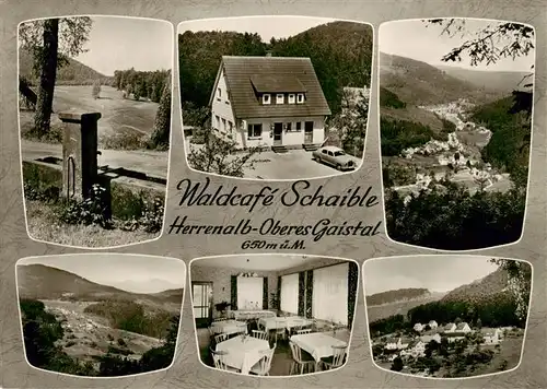 AK / Ansichtskarte 73960200 Herrenalb_BAD_HERRENALB Waldcafe Schaible Gaststube Panorama Brunnen
