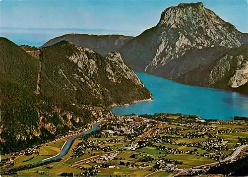 AK / Ansichtskarte  Ebensee_Oberoesterreich_AT Fliegeraufnahme mit Traunsee