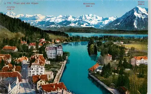 AK / Ansichtskarte  THUN_BE Panorama mit Jungfrau Blueemlisalp Niesen