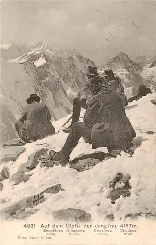AK / Ansichtskarte  Jungfrau_4167m_BE Gipfel mit Bietschhorn Mittaghorn Gross und Breithorn