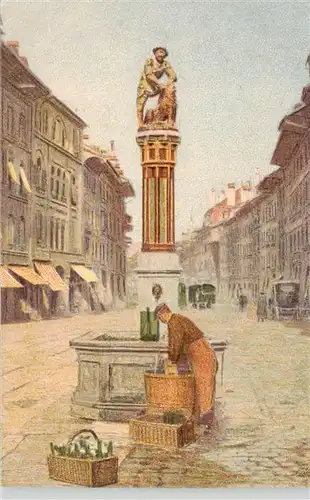 AK / Ansichtskarte  BERN_BE Simsonbrunnen in der Marktgasse Lithographie