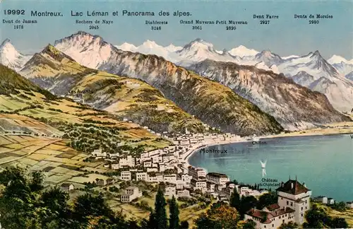 AK / Ansichtskarte  Montreux__VD Lac Leman et Panorama des alpes