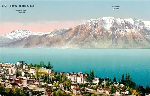 AK / Ansichtskarte  Vevey_VD Dents du Midi Gramont et les Alpes
