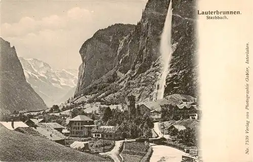 AK / Ansichtskarte  Lauterbrunnen_BE mit Staubbach Wasserfall