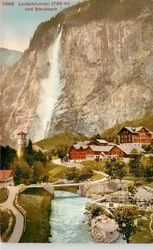 AK / Ansichtskarte  Lauterbrunnen_BE mit Staubbach Wasserfall
