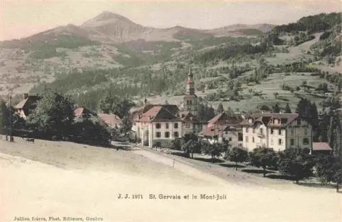 AK / Ansichtskarte  Saint-Gervais_-les-Bains_74_Haute-Savoie Vue générale avec l'église et le Mont Joli