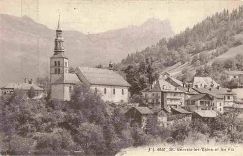 AK / Ansichtskarte  Saint-Gervais-les-Bains_74_Haute-Savoie Vue avec l'église et les Fiz Alpes