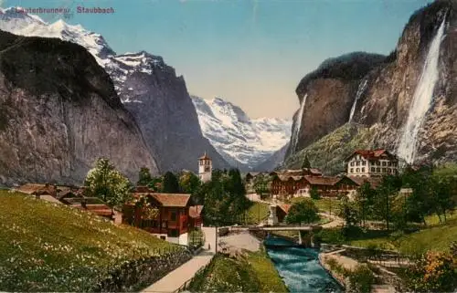 AK / Ansichtskarte  Lauterbrunnen_BE mit Staubbach Wasserfall