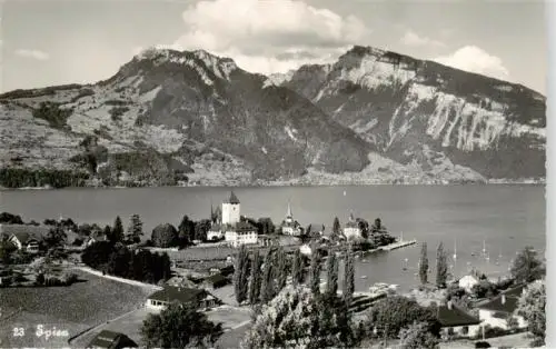 AK / Ansichtskarte  SPIEZ_Thunersee_BE Panorama mit Schloss