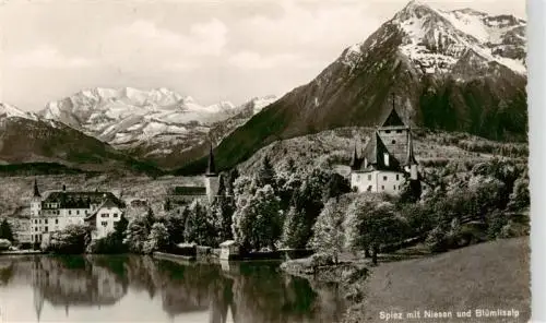 AK / Ansichtskarte  SPIEZ_Thunersee_BE mit Schloss Niesen und Bluemlisalp