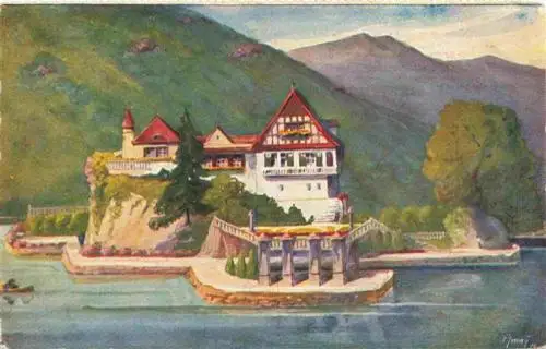 AK / Ansichtskarte  Vitznau_Witznau_Vierwaldstaettersee_LU Schloessli Hohenfels 1. Preis der Franziskusheimlotterie in Zug 1914 Kuenstlerkarte