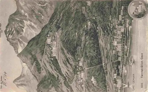 AK / Ansichtskarte  Caux_VD Panorama mit Genfersee aus der Vogelperspektive