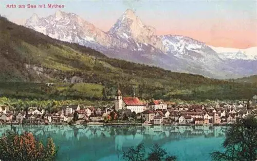 AK / Ansichtskarte  Arth__SZ Panorama mit Blick gegen die Mythen