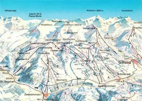 AK / Ansichtskarte  Gstaad_Saanen_BE Panoramakarte mit Zweisimmen und Saanenmoeser