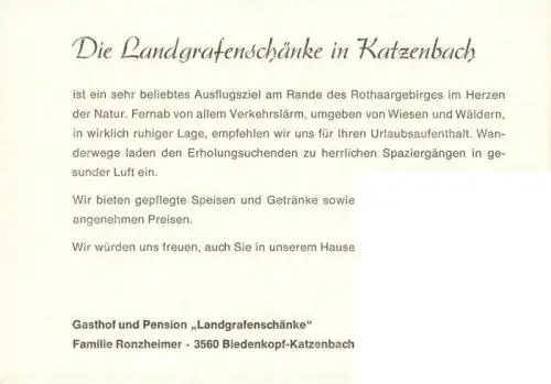 AK / Ansichtskarte  Katzenbach__Biedenkopf Gasthof Pension Landgrafenschaenke Gastraeume Terrasse