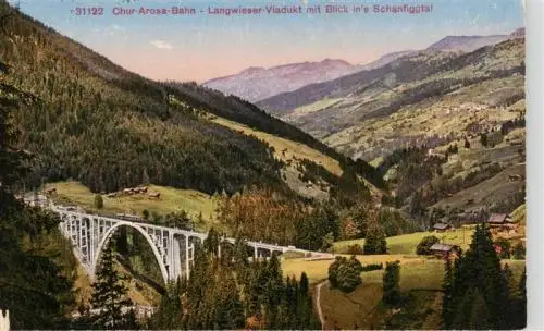 AK / Ansichtskarte  Langwieser_Viadukt_Langwies_GR Chur Arosa Bahn mit Blick ins Schanfiggtal Militaerpost