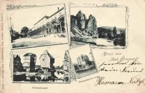 AK / Ansichtskarte 73961224 BAD_KREUZNACH Kurhaus Rheingrafenstein Bismarckdenkmal Pfeilerhaeuser Deutsche Reichspost