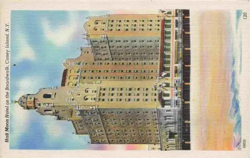 AK / Ansichtskarte 73961272 Coney_Island_New_York Halt Moon Hotel on the Boardwald Illustration
