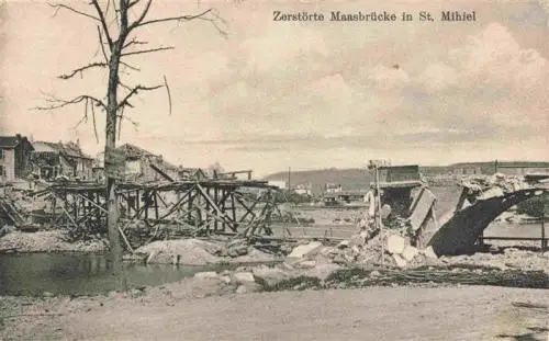 AK / Ansichtskarte  St_Mihiel_55_Meuse Zerstoerte Maasbruecke Westlicher Kriegsschauplatz Truemmer 1. Weltkrieg