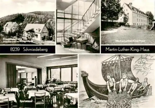 AK / Ansichtskarte  Schmiedeberg _Dippoldiswalde Friedenskapelle Treppenhaus Martin Luther King Haus Speisesaal Der Fischzug