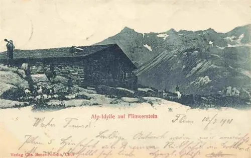 AK / Ansichtskarte  Flimserstein_Flims_GR Alp-Idylle Berghuette Alpenpanorama