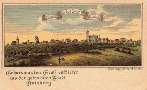 AK / Ansichtskarte 73961463 Duisburg__Ruhr um das Jahr 1820 Deutsche Reichspost Kuenstlerkarte