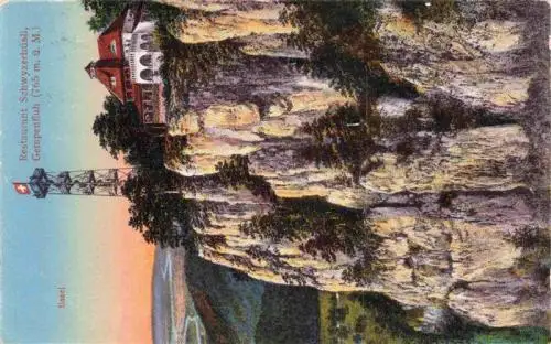 AK / Ansichtskarte  Gempenfluh_Gempenflue_Gempen_SO Restaurant Schwyzerhueslie Felsen Aussichtsturm