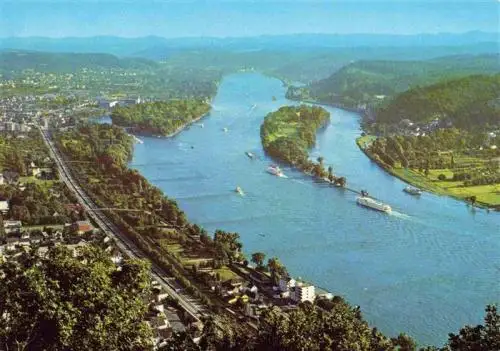 AK / Ansichtskarte  Koenigswinter_Rhein Panorama Blick vom Drachenfels Insel Grafenwerth Insel Nonnenwerth