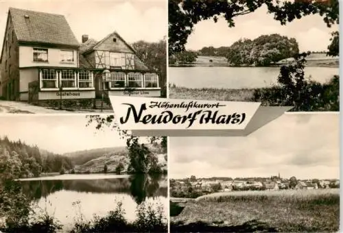 AK / Ansichtskarte  Neudorf_Harz_Harzgerode Gaestehaus Goldener Loewe Seepartien Panorama