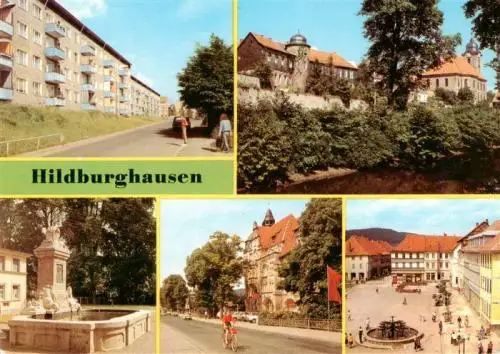 AK / Ansichtskarte 73961606 Hildburghausen Neubaugebiet Alte Stadtmauer Brunnen Leninallee Markt