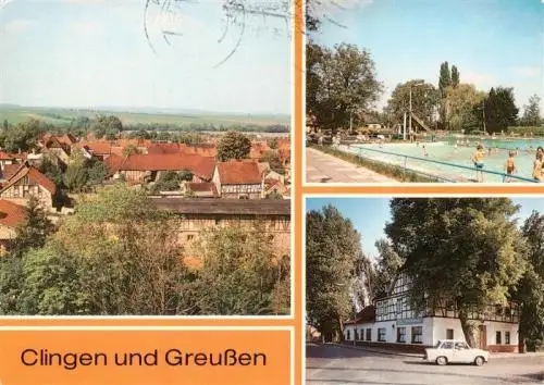 AK / Ansichtskarte  Sondershausen_Thueringen Clingen Teilansicht Greussen Freibad HOG Zur Linde