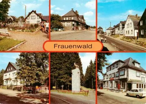 AK / Ansichtskarte 73961622 Frauenwald_Thueringen PdF Bahnhofsgaststaette Nordstrasse FDGB Erholungsheime Raymonde Dien und Drei Kronen