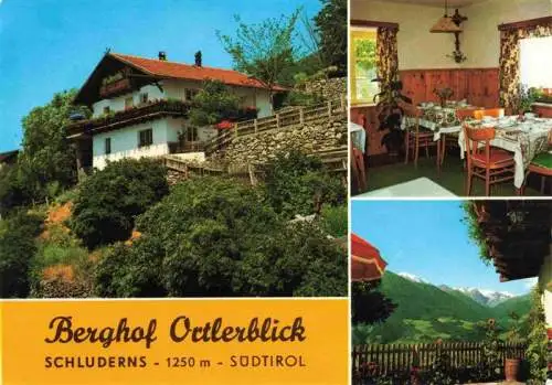 AK / Ansichtskarte  Schluderns_Suedtirol Berghof Ortlerblick Gastraum Tschutt-Hof Fernsicht