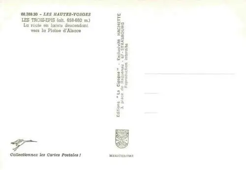 AK / Ansichtskarte  Les_Trois_Epis_68_Ht-Rhin La route en lacets descendant vers la Plaine d'Alsace vue aérienne