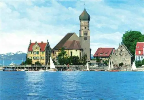 AK / Ansichtskarte 73961750 Wasserburg_Bodensee Ansicht vom See aus Halbinsel Kirche