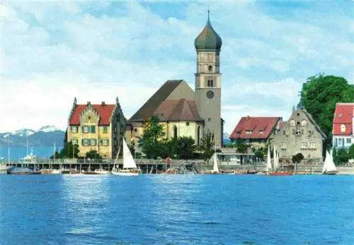 AK / Ansichtskarte  Wasserburg_Bodensee Ansicht vom See aus Halbinsel Kirche