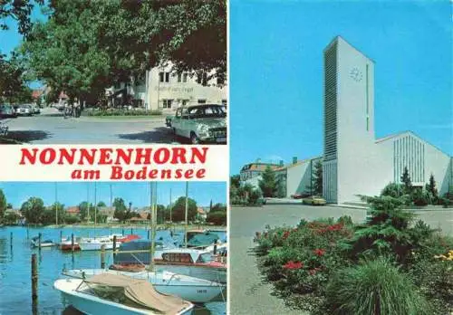 AK / Ansichtskarte 73961752 Nonnenhorn Gasthof Hafen Kirche