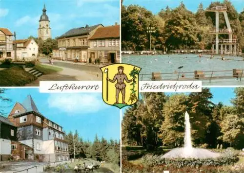 AK / Ansichtskarte 73961767 Friedrichroda Platz der DSF Spiessberghaus Schwimmbad Springbrunnen im Kurpark