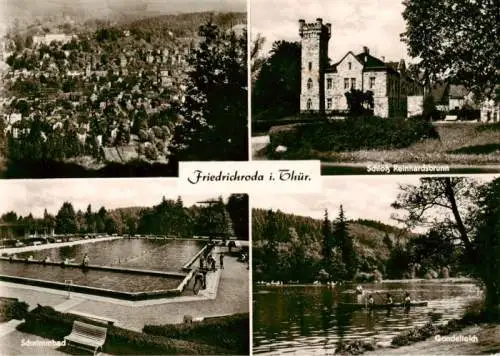 AK / Ansichtskarte 73961768 Friedrichroda Panorama Schloss Reinhardsbrunn Schwimmbad Gondeleich