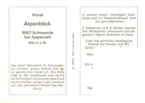 AK / Ansichtskarte  Schwende_IR Hotel Alpenblick Gastraeume