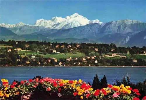 AK / Ansichtskarte  GENEVE_Genf_GE Partie am Genfersee Blick zum Mont Blanc