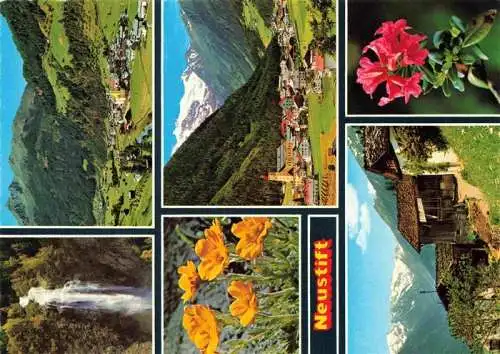 AK / Ansichtskarte  Neustift__Stubaital_Tirol_AT Panorama Stubaital Wasserfall Alpenflora