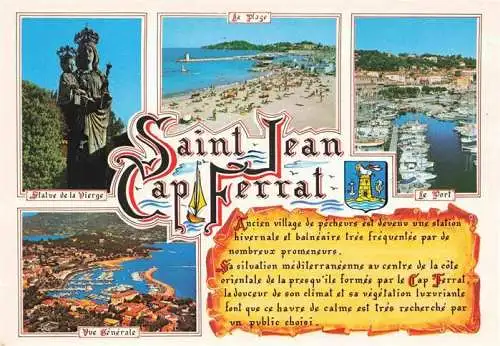 AK / Ansichtskarte  Saint-Jean_06_Cap-Ferrat Statue de la Vierge Plage Port vue aérienne