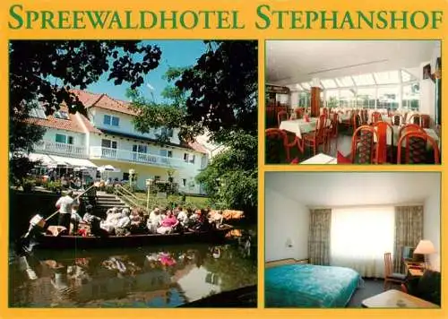 AK / Ansichtskarte  Luebben_Spreewald Spreewaldhotel Stephanshof Kahnpartie Gastraum Zimmer