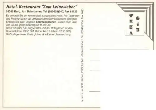 AK / Ansichtskarte 73961890 Burg_Spreewald Hotel Restaurant Zum Leineweber Gastraum