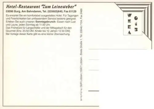 AK / Ansichtskarte  Burg_Spreewald Hotel Restaurant Zum Leineweber Gastraum