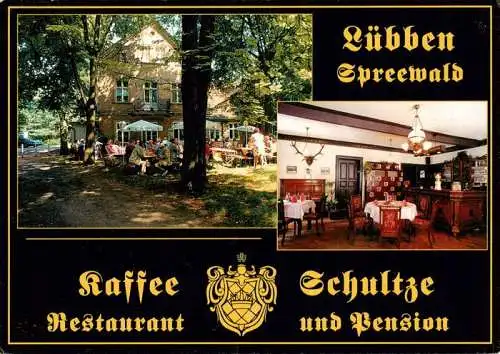 AK / Ansichtskarte 73961893 Luebben_Spreewald Kaffee Restaurant Schultze Gastraum Freiterrasse