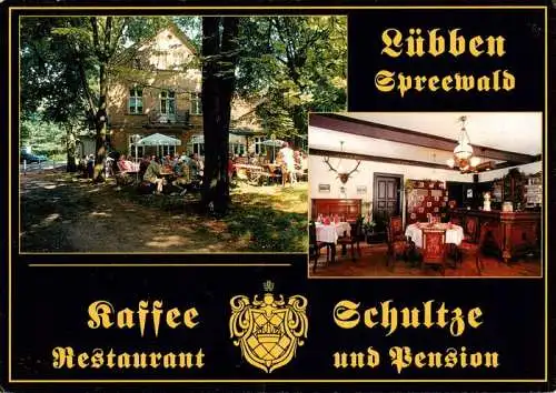 AK / Ansichtskarte  Luebben_Spreewald Kaffee Restaurant Schultze Gastraum Freiterrasse