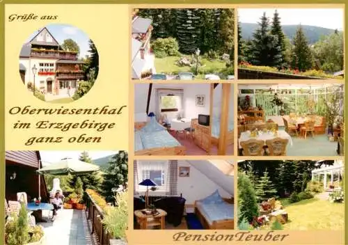 AK / Ansichtskarte  Oberwiesenthal_Erzgebirge Pension Teuber Terrasse Panorama Zimmer Gastraeume